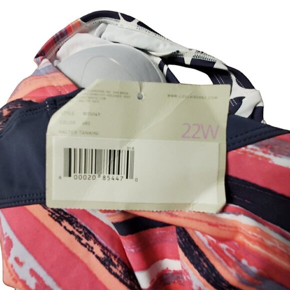 Liz Clairborne Floral Striped Halter Tankini Swim Top 22W Beach Summer NWT - Picture 4 of 8
